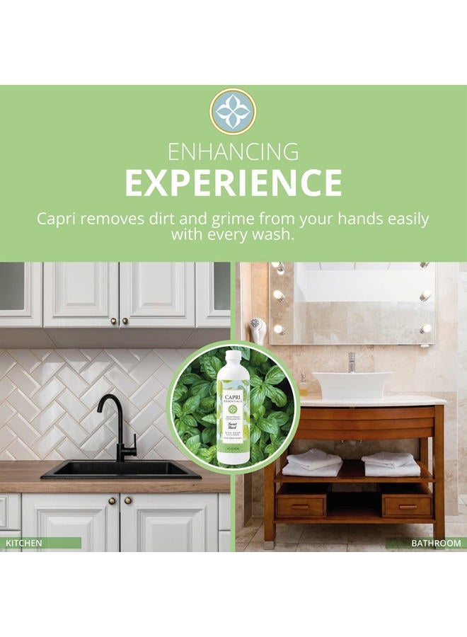 Capri Essentials Natural Hand Soap with Essential Oils - Sweet Basil, 16 oz. - Image 3