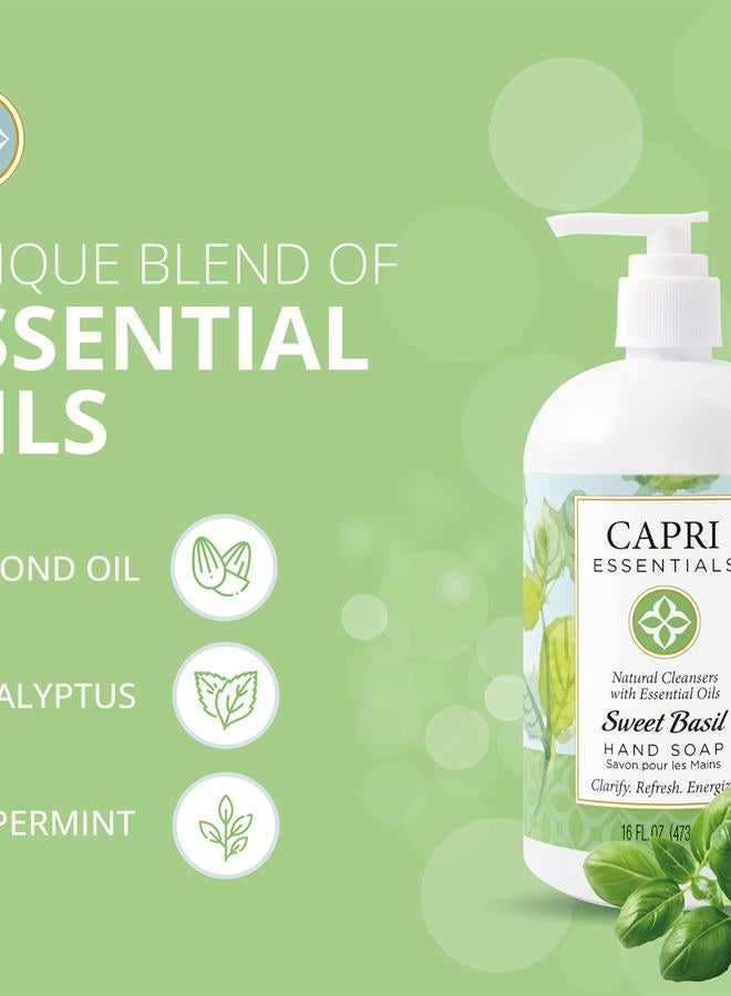 Capri Essentials Natural Hand Soap with Essential Oils - Sweet Basil, 16 oz. - Image 2