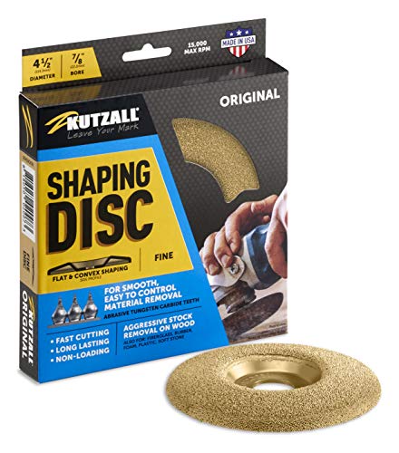 Kutzall Original Shaping Disc - Fine, 4-1⁄2" (114.3mm) Diameter X 7⁄8" (22.2mm) Bore - Coping Woodworking Angle Grinder Attachment for DeWalt, Bosch. Abrasive Tungsten Carbide, SD412O230 - Image 1