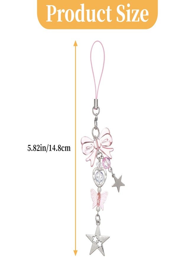 QIUTIMIY Aesthetic Phone Charms Cute Y2K Cell Phone Charms Strap Pink Bow Butterfly Heart Star Phone Charm Y2K Accessories for Phone Case Keychain Bag Airpods Camera Pendants Decor(1PCS-Style 3) - Image 5