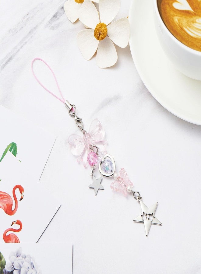 QIUTIMIY Aesthetic Phone Charms Cute Y2K Cell Phone Charms Strap Pink Bow Butterfly Heart Star Phone Charm Y2K Accessories for Phone Case Keychain Bag Airpods Camera Pendants Decor(1PCS-Style 3) - Image 2