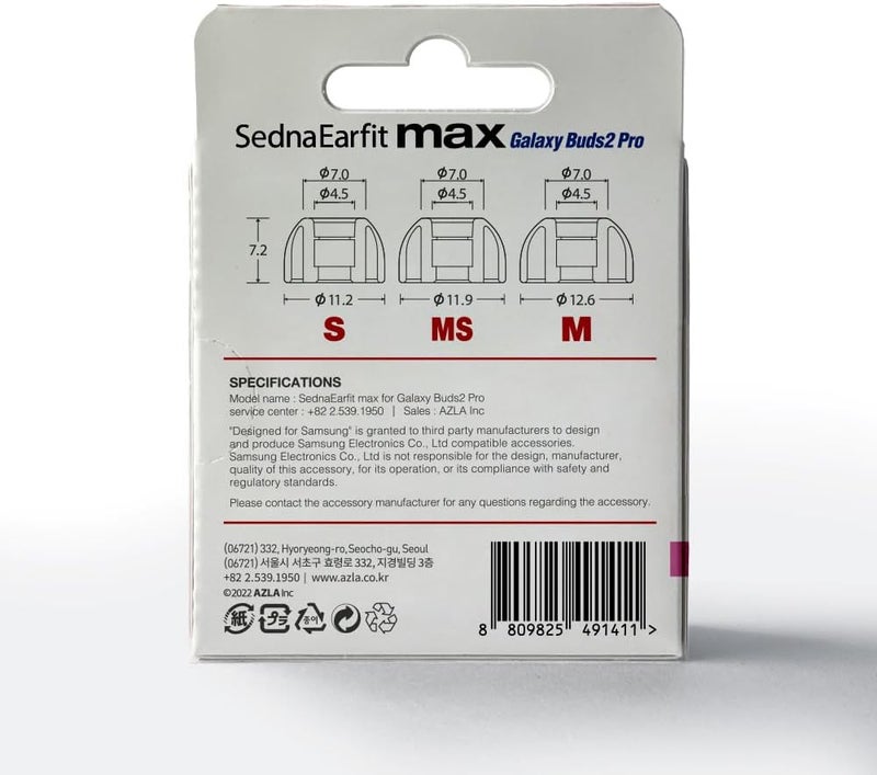 AZLA SednaEarfit MAX for Galaxy Buds 2 Pro (S/MS/M), Earbud Tips for Wireless Headphones, Noise Canceling Earbuds Replacement Tips, Samsung-Certified Eartips for Galaxy Buds 2 Pro - Image 4