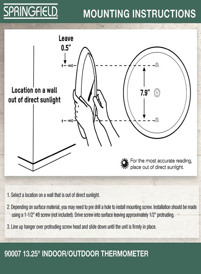 Springfield Big and Bold Thermometer with Mounting Bracket, Indoor Outdoor Thermometer with Large Numbers for Patio, Pool, and Indoor Areas (13.25-Inch) - Image 5