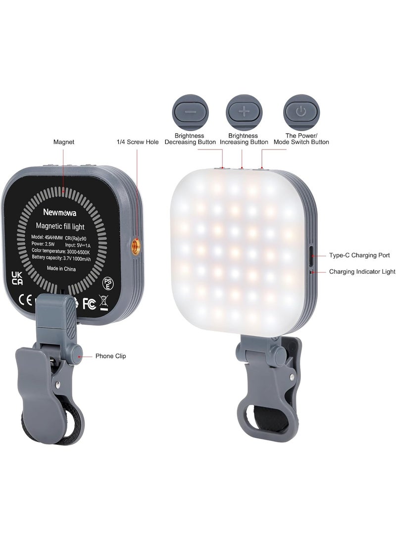 Magnetic Clip-On LED Selfie Light – Rechargeable, Dimmable 3000K–6500K with 3 Light Modes – Portable Light for Phone, Tablet & Laptop - Image 2