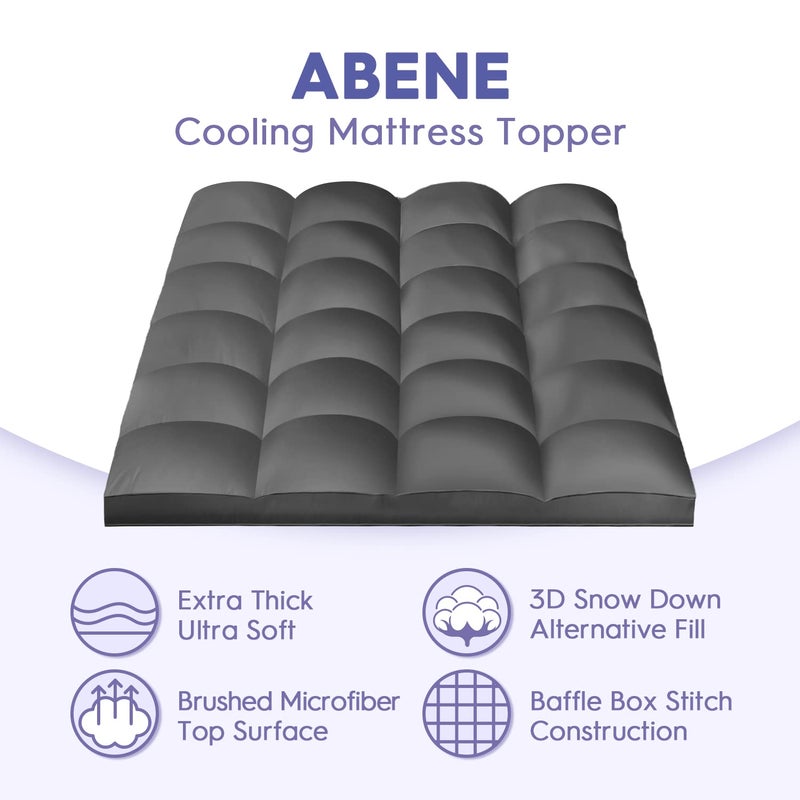 ABENE Mattress Topper Queen for Back Pain Relief, Extra Thick Mattress Pad Pillowtop, Soft Mattress Protector Cover with 8"-21" Deep Pocket, Overfilled Down Alternative Filling (Gray, Queen) - Image 2