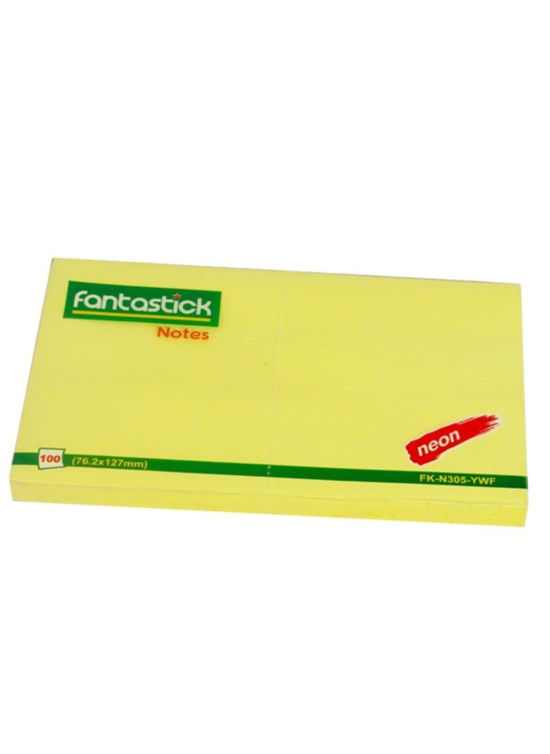 Fantastick 100-Piece Sticky Notes 3x5 Inch Size Neon Yellow  - Image 1