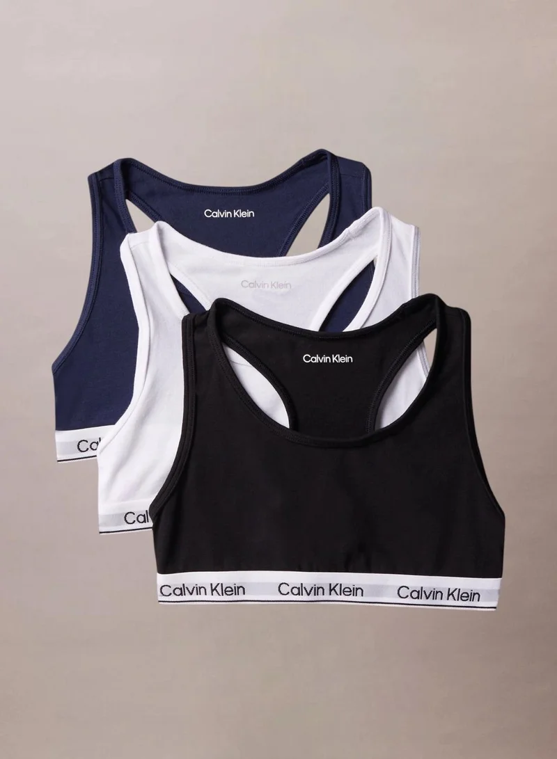Calvin Klein Jeans 3 Pack Girls Bralettes - Icon Cotton Stretch