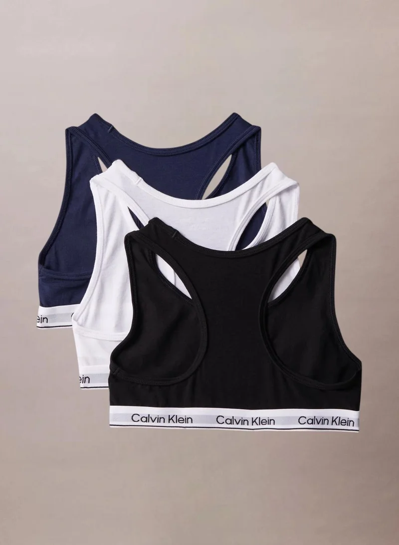 Calvin Klein Jeans 3 Pack Girls Bralettes - Icon Cotton Stretch
