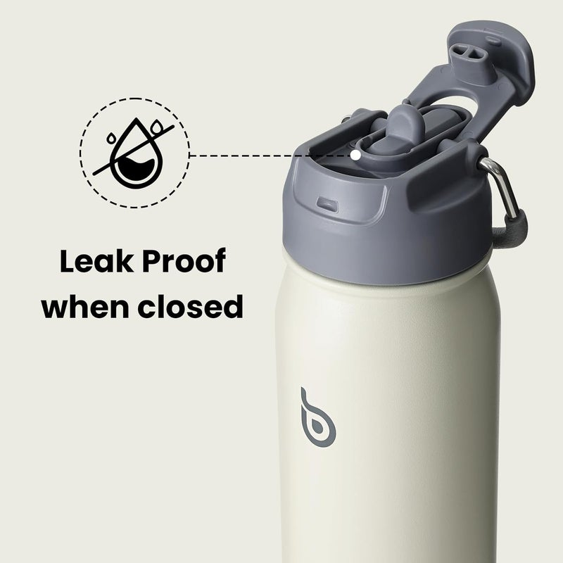BOTTLE BOTTLE Stainless Steel Insulated Sports Bottle with Straw and Pill Box, 16 oz, Gray - Image 4