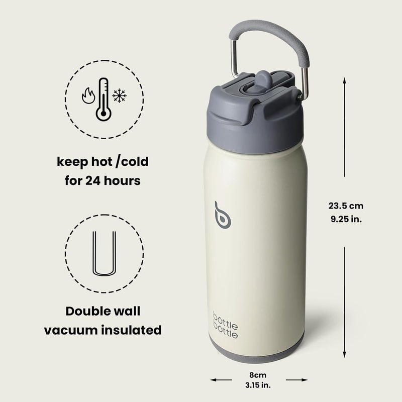 BOTTLE BOTTLE Stainless Steel Insulated Sports Bottle with Straw and Pill Box, 16 oz, Gray - Image 5