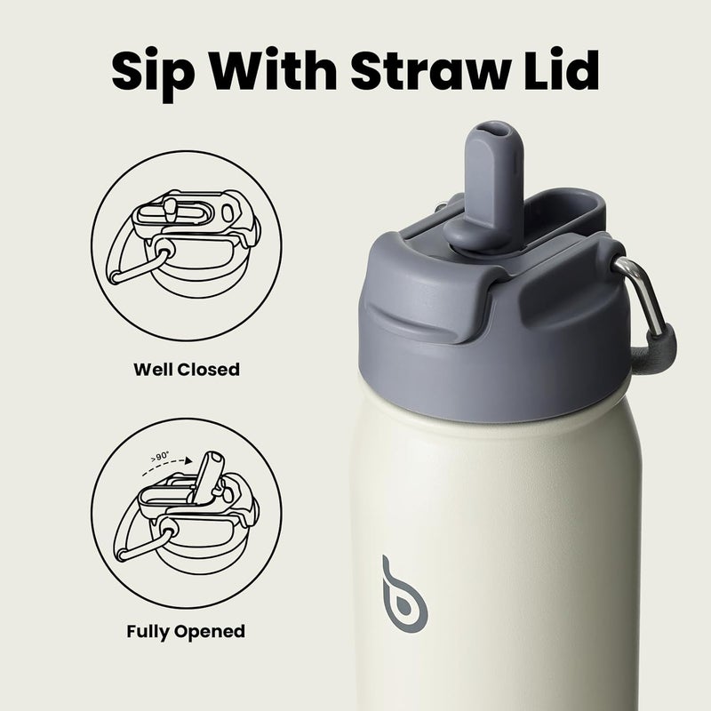 BOTTLE BOTTLE Stainless Steel Insulated Sports Bottle with Straw and Pill Box, 16 oz, Gray - Image 3