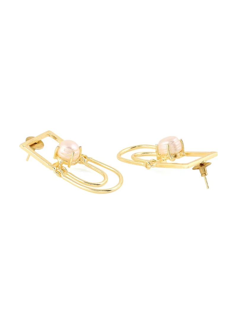 Priyaasi Plated Pearl Studded Drop Earrings