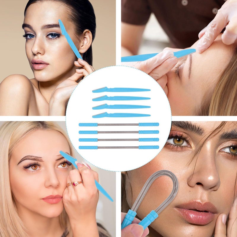 Blue Facial Hair Remover Set 8 Pieces Epilator Eyebrow Razors - Image 5
