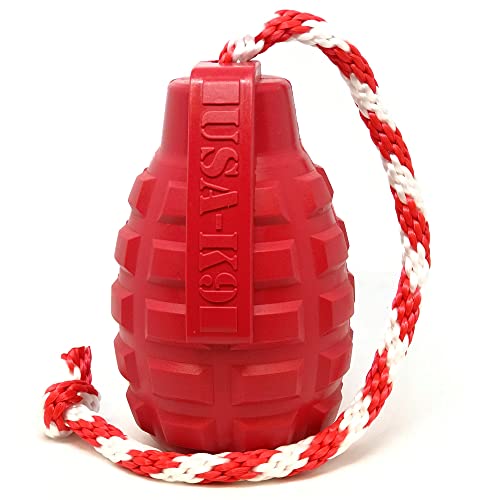 SodaPup USAK9 Grenade Durable Dog Tug Toy Chew Toy Treat Dispenser Made in USA from NonToxic PetSafe Food Safe Natural Rubber Material for Mental Physical Stimulation Bonding More - Image 1