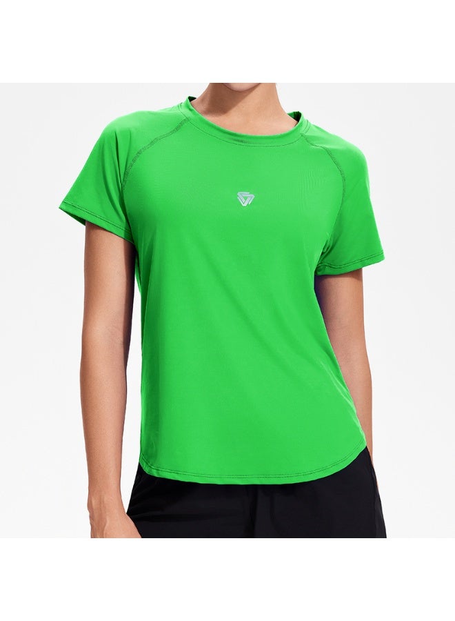 Summer Ice Feeling Sports Short Sleeve Women Loose Quick Dry Morning Running Fitness Clothes Breathable Mesh Yoga Clothing Tops - Image 1