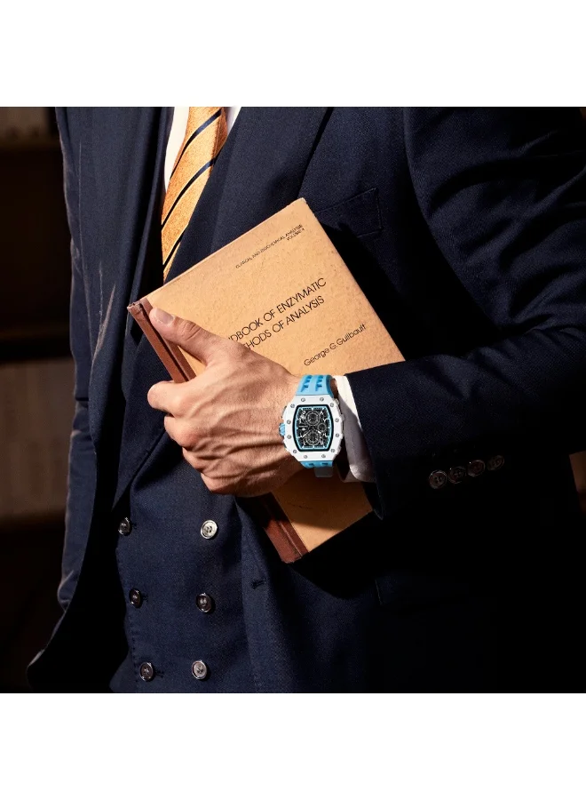 TSAR BOMBA ساعات تسار بومبا رجالي فاخرة مربعة كرونوغراف مقاومة للماء  متر زجاج ياقوتي حركة كوارتز يابانية حزام سيليكون تصميم تونيو كلاسيكي مضيئة تقويم ساعات يد