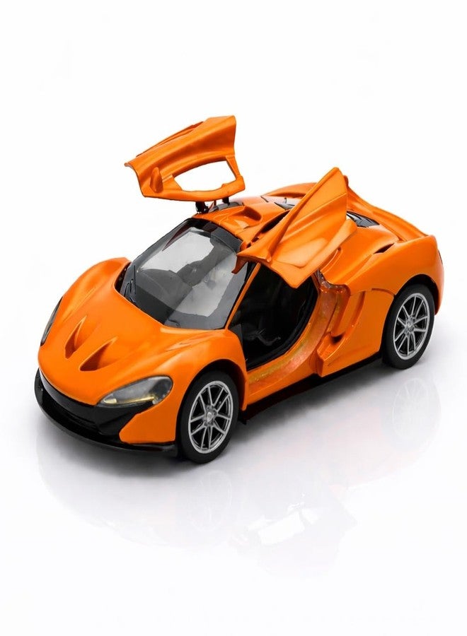 SQUIDSY McLaren Toy Car Model 1:36 Scale Die-cast Metal Pull Back Vehicle with Openable Doors, Lights & Music, Sports Model for Kids, Boys & Collectors (Orange) - Image 1