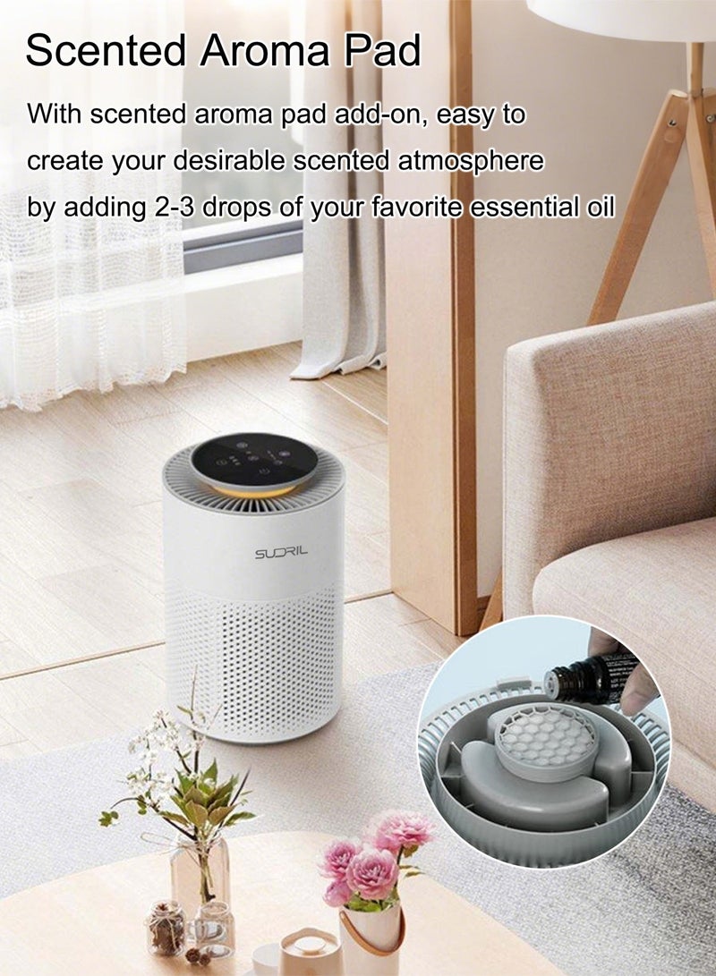 SUDRIL Smart Air Purifier for Bedroom, Suitable for 20 m² (215 ft²), Desktop Filter Air Purifier with Smart WiFi (Mobile App Control), 3 Speed Settings and 3 Timers, H13 True HEPA Air Filter Cleaner, Adjustable Lighting, Quiet Sleep Mode, Removes Allergens, Dust, Pollen, Smoke, and Odors, White - Image 5