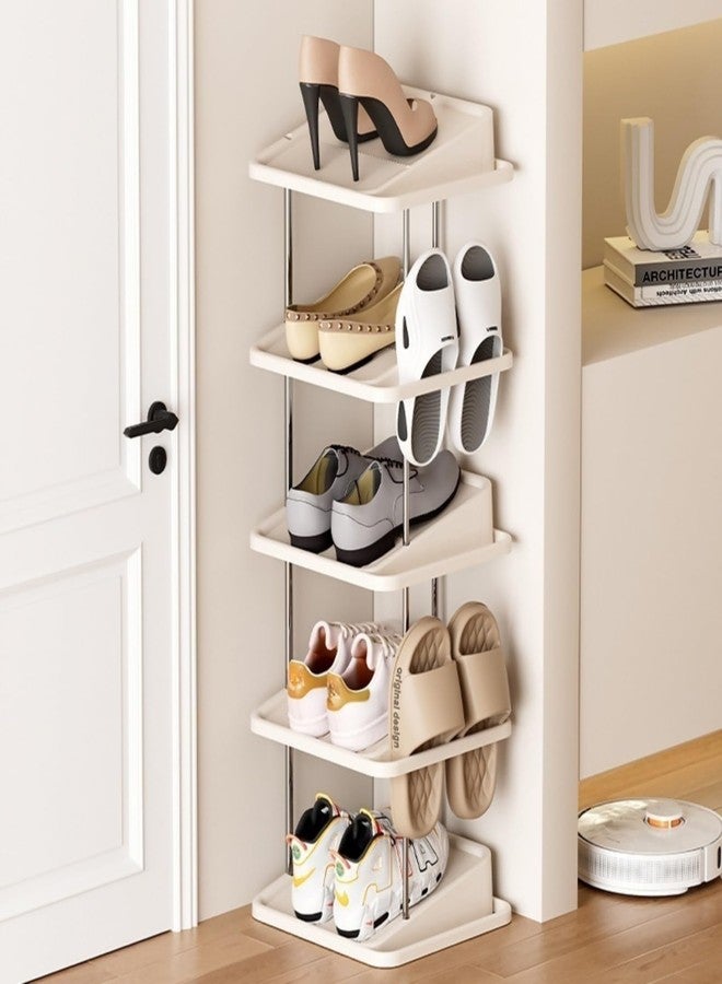 Heaime Vertical Shoe Rack,5 Tiers Stackable Shoe Rack for 10 Pairs, Narrow Shoe Tower,Space Saving, for Entryway, Living Room, Bedroom,Closet,DIY Free Standing Shoe Organizer(Khaki, 5 Tiers) - Image 2