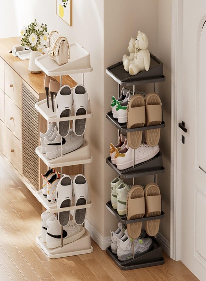 Heaime Vertical Shoe Rack,5 Tiers Stackable Shoe Rack for 10 Pairs, Narrow Shoe Tower,Space Saving, for Entryway, Living Room, Bedroom,Closet,DIY Free Standing Shoe Organizer(Khaki, 5 Tiers) - Image 5