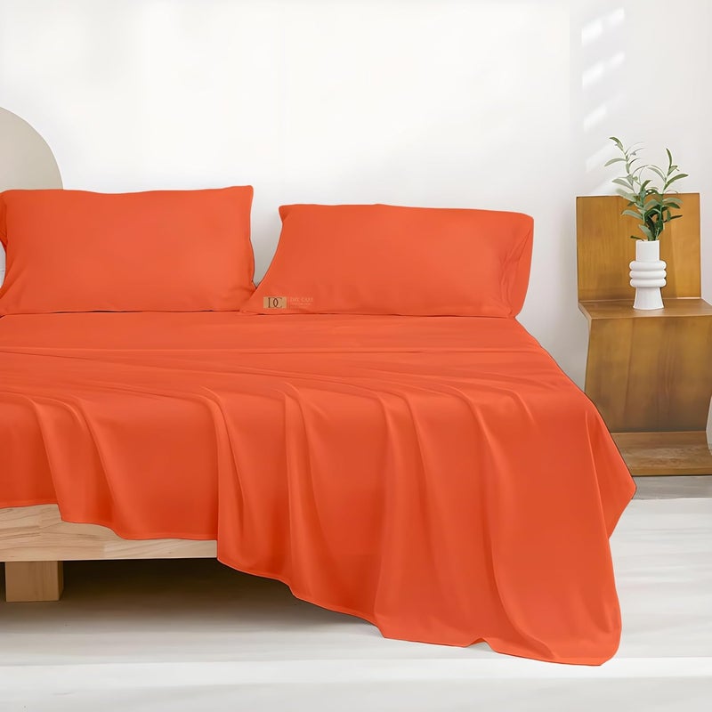 Day Care Single Bed Bedsheet Super Soft Brushed Microfiber Bedsheet for Single Bed 60X90 Inches Machine Washable Hypoallergenic Bedsheet with 1 Pillow Cover Orange - Image 1