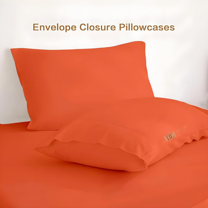 Day Care Single Bed Bedsheet Super Soft Brushed Microfiber Bedsheet for Single Bed 60X90 Inches Machine Washable Hypoallergenic Bedsheet with 1 Pillow Cover Orange - Image 3