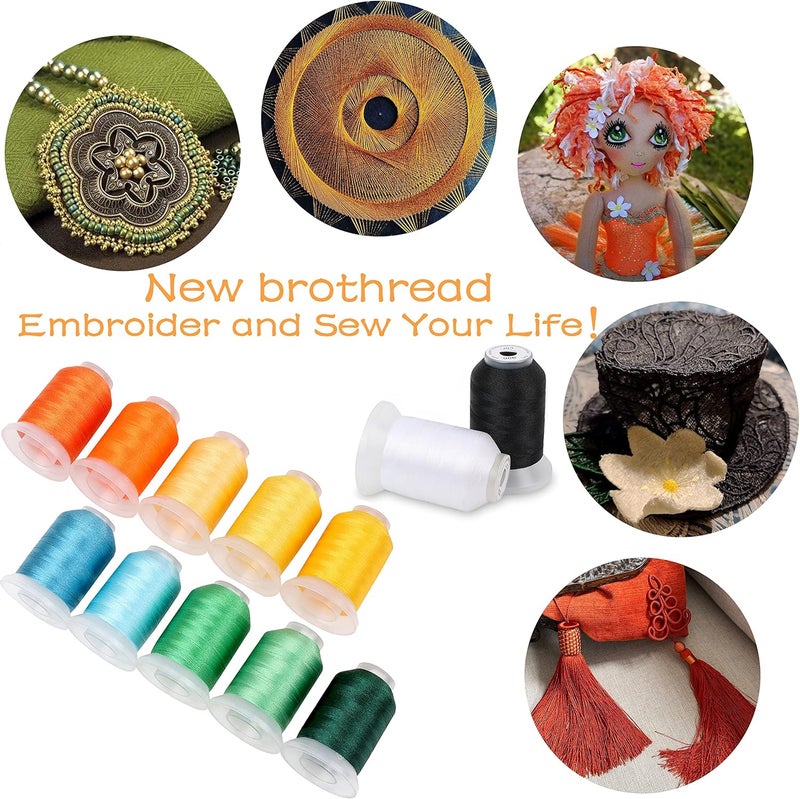 New brothread 40 Spools Polyester Machine Embroidery Thread Kit 500M Colors Compatible with Brother Colors - Image 2