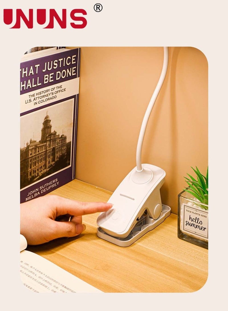 UNUNS 2-In-1 LED Desk Lamp,3 Color Modes,Stepless Dimmable Double Head Desk Lamps For Home Reading,USB Rechargeable,Light Laptop Lamp With Phone Holder Slot,LED Clip Table Lamp - Image 2