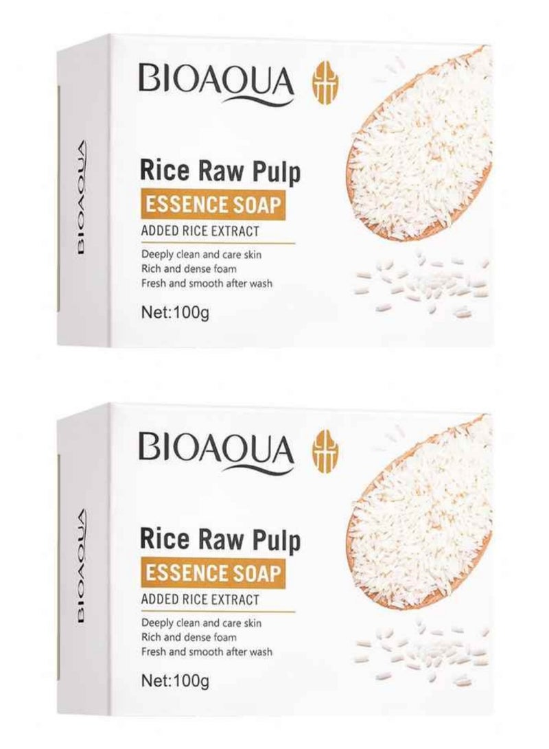 BIOAQUA Rice Raw Pulp Essence Soap Bath Oil Control 100 g 2 Pcs - Image 1