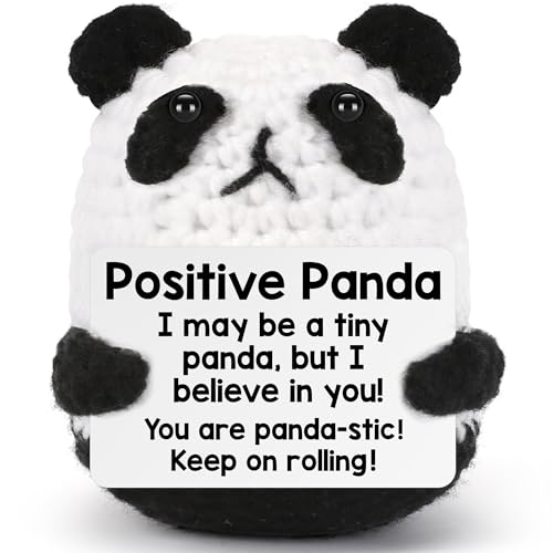 BdayPtion Mini Panda Easter Basket Stuffers for Teens Girl Boy Daughter Son Kids Birthday Gifts for Women Men Easter Egg Fillers for Teen Emotional Motivational Support Positive Crochet Animals Handmade Panda - Image 1