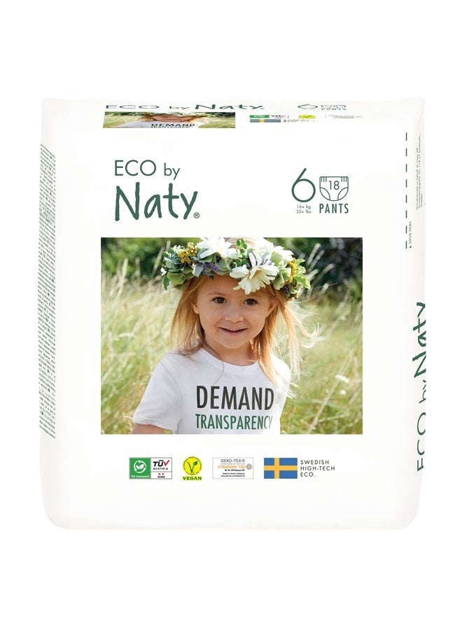 ECO by Naty سراويل تدريب قابلة للسحب - مضادة للحساسية وخالية من المواد الكيميائية، عالية الامتصاص وصديقة للبيئة للصبيان والبنات - الحجم (6) 4T-5T (35+ رطل) - 18 قطعة - Image 1