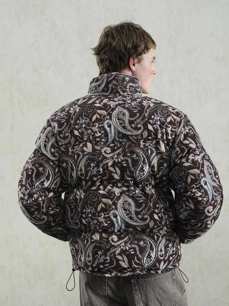 Giesto Beaver Brown GIESTO Patterned Puffer Jacket with Zipper Collar for Men | Best Price UAE