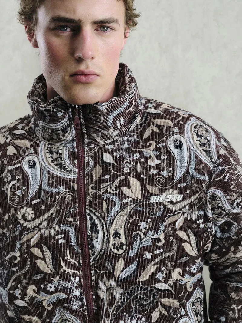 Giesto Beaver Brown GIESTO Patterned Puffer Jacket with Zipper Collar for Men | Best Price UAE