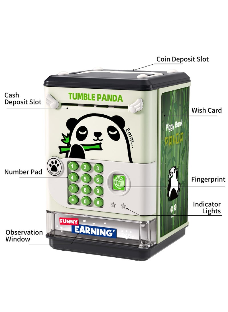 KASTWAVE Piggy Bank Toy Electronic Mini ATM Savings Machine with Personal Password & Fingerprint Unlocking Simulation - Music Box with Songs for Kids, Boys and Girls Age 3-8 Years (Panda) - Image 2