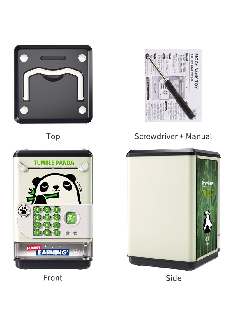 KASTWAVE Piggy Bank Toy Electronic Mini ATM Savings Machine with Personal Password & Fingerprint Unlocking Simulation - Music Box with Songs for Kids, Boys and Girls Age 3-8 Years (Panda) - Image 4