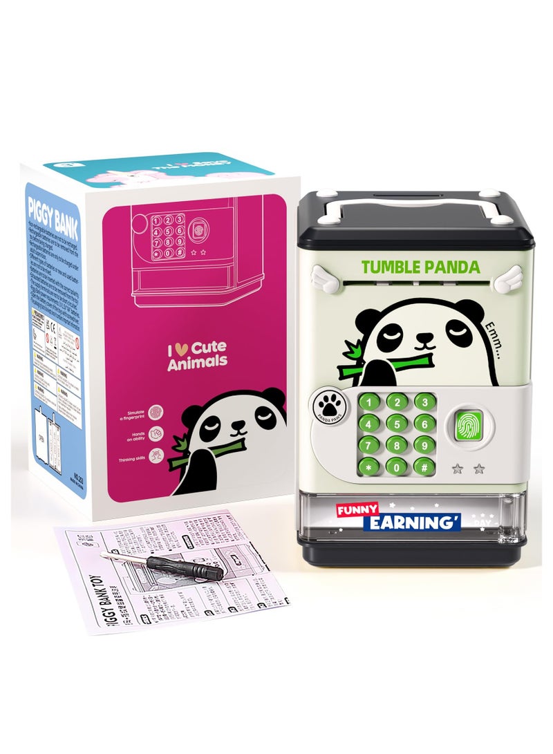 KASTWAVE Piggy Bank Toy Electronic Mini ATM Savings Machine with Personal Password & Fingerprint Unlocking Simulation - Music Box with Songs for Kids, Boys and Girls Age 3-8 Years (Panda) - Image 5