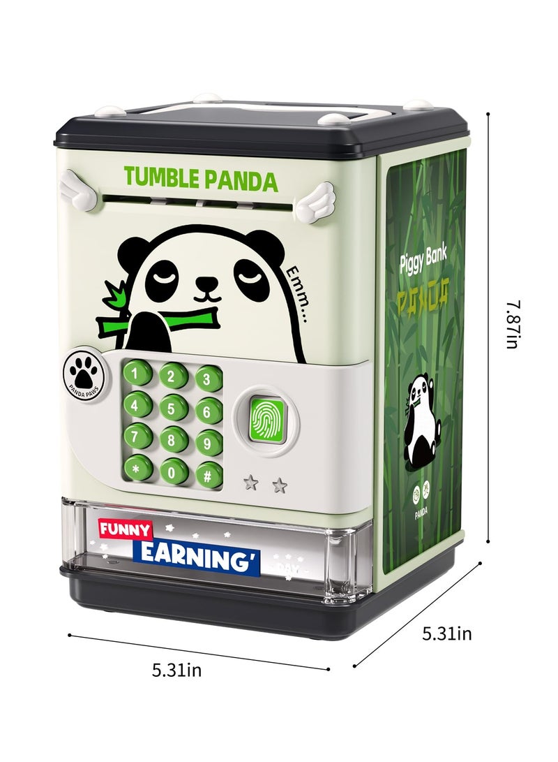KASTWAVE Piggy Bank Toy Electronic Mini ATM Savings Machine with Personal Password & Fingerprint Unlocking Simulation - Music Box with Songs for Kids, Boys and Girls Age 3-8 Years (Panda) - Image 3