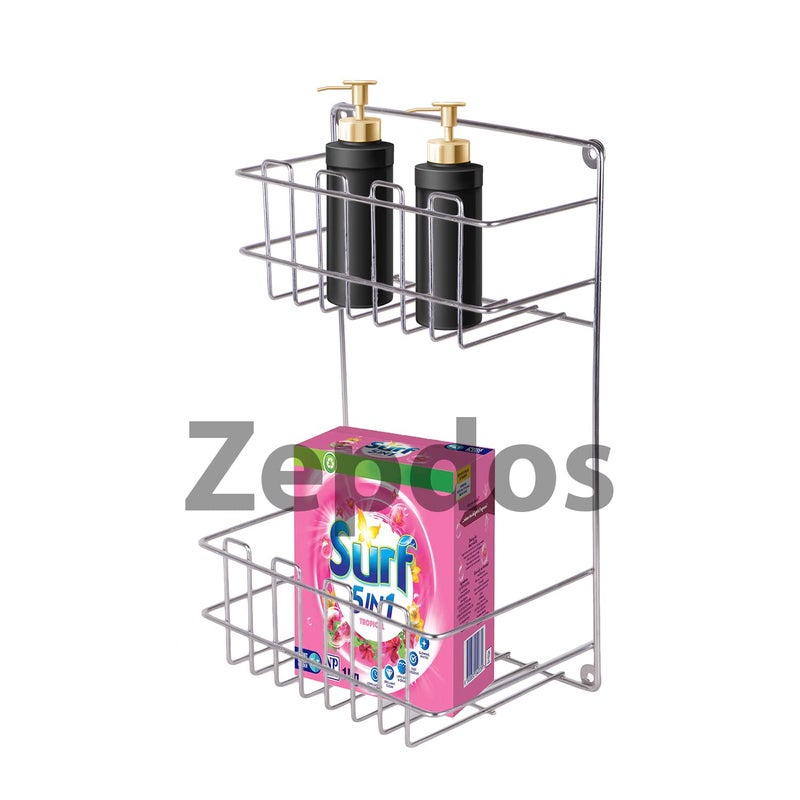 Zepdos Stainless Steel Wall Mounted Bathoom Rack and Detergent Rack, 2 Tier Bathroom Rack Wall Mount Bathroom Shelf and Rack - Image 2