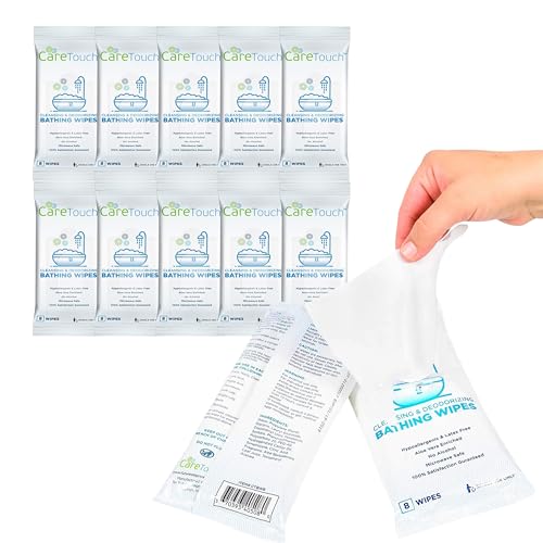 Care Touch Cleaning Wipes - Body Wipes for Adults - No Rinse, Cleansing Shower Wipes - Disposable Bathing Wipes - Great for Camping, Gym and Travel (80 Bath Wipes, 10 pack of 8 Wipes) - Image 1