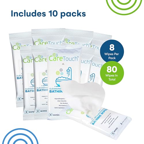 Care Touch Cleaning Wipes - Body Wipes for Adults - No Rinse, Cleansing Shower Wipes - Disposable Bathing Wipes - Great for Camping, Gym and Travel (80 Bath Wipes, 10 pack of 8 Wipes) - Image 3