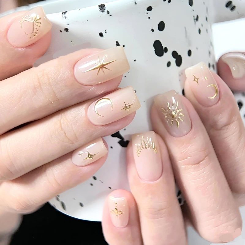 SPLOCUDU 12 Sheets Star Nail Art Stickers 3D Self-Adhesive Nail Decals Silver Aurora Gold Moon Nail Stickers for Nail Art Design Decoration Accessories for Women - Image 4