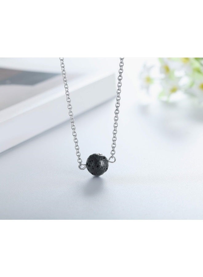 lenoup Lava Stone Bead Essential Oil Diffuser Necklace, Lava Ball Essential Pendant Aromatherapy Jewelry with 16.5 inches O Chain - Image 4