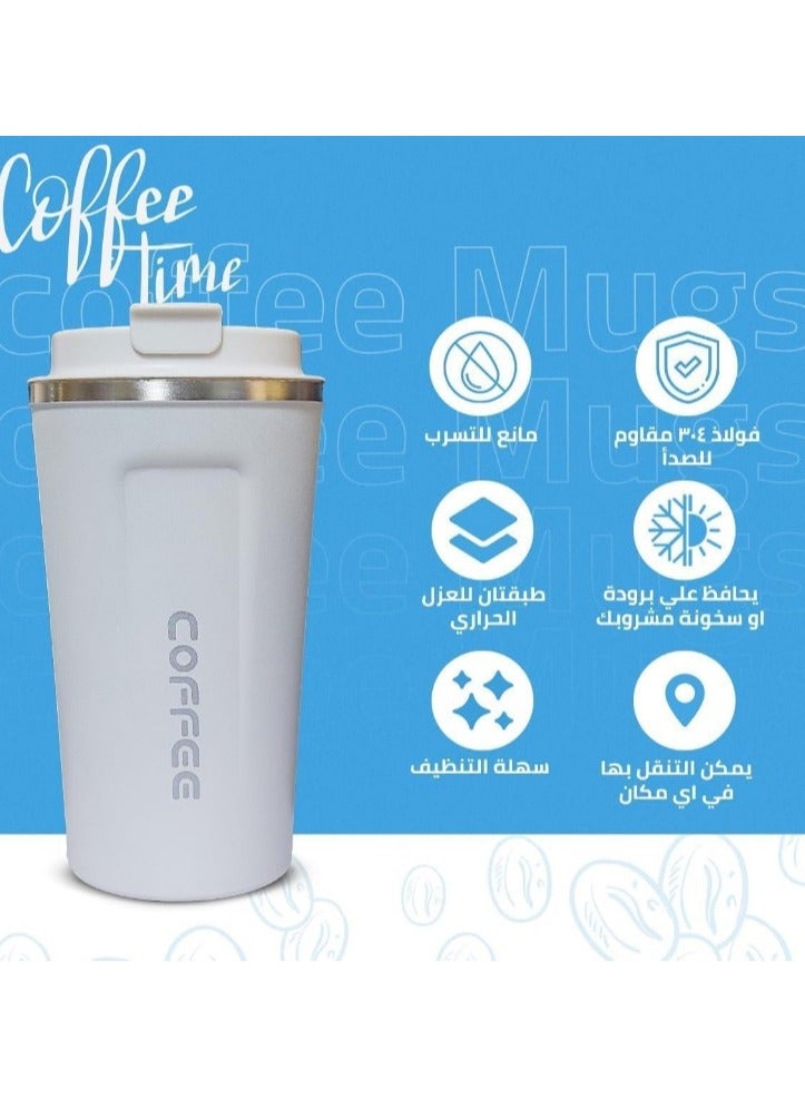 مج وترمس حراري أصلي بسعة 500 مل، زجاجة حرارية ، ترمس شاي وقهوة يحافظ على الحرارة معزول بتفريغ الهواء من الستانلس ستيل 304، مناسب للسفر والمشروبات الساخنة والباردة، ومثالي للأطفال والرضع. يتميز بتصميم مقاوم للتسرب ويعتبر هدية رائعة للاستخدام في الهواء الطلق، المكتب، المنزل، والرياضة مج قهوة و نسكافيه وكابتشينو وشاي - مج مناسب لمسند السيارة - مج كوفي- عازل بجدار مزدوج من الستانلس ستيل وغطاء قابل للطي للحفاظ على المشروبات باردة وساخنة - كوب حراري معزول بتفريغ الهواء من الستانلس ستيل بجدار مزدوج للشاي والقهوة والسفر مع غطاء قلاب للمشروبات الساخنة والباردة لمدة 6 ساعات - فلاسك حراري - Image 2