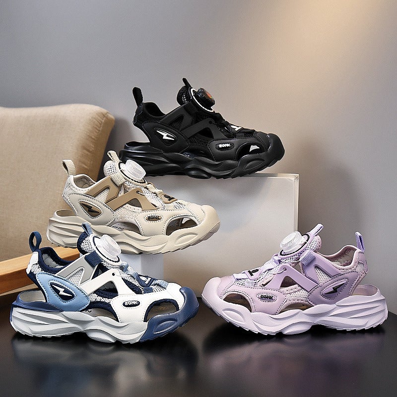 Children'S Shoes 2024 Summer Mesh Rotating Buckle Baotou Sandals Boys Hollow Shoes Girls' Sports Beach Shoes - Image 4