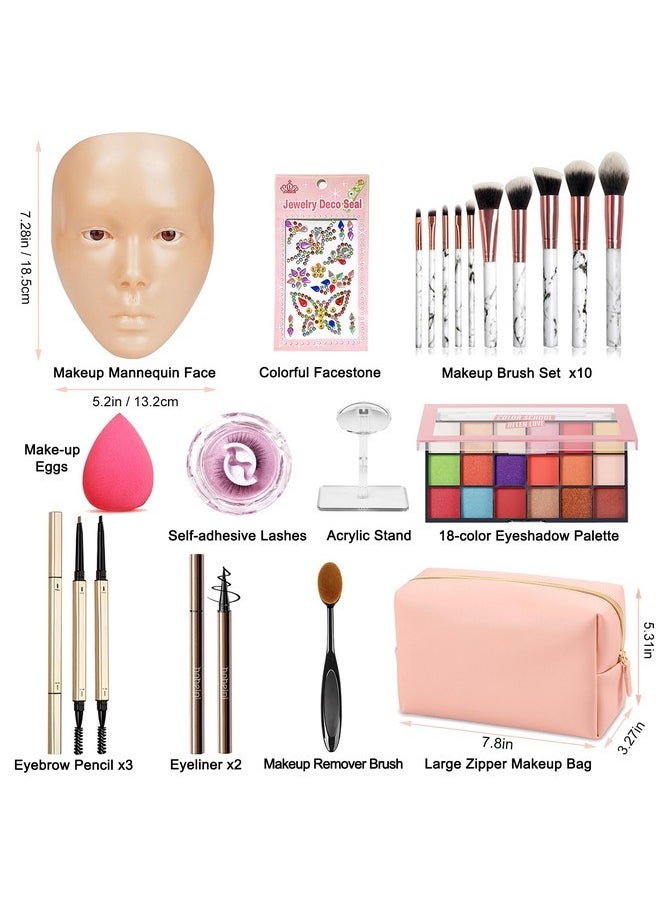 Makeup Mannequin Face, Makeup Practice Full Face, Silicone Makeup Practice Face Board With Makeup Kit & Face Gems & Makeup Brushes, For Beginners And Professionals To Practice Makeup Or Girl'S Gift - pzsku/Z883BE2752088B2807787Z/45/_/1730894520/35066707-c313-4a26-8864-f119fccb5cbf