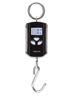 SYOSI ميزان سمك SYOSI، ميزان معلق رقمي محمول عالي التحمل بسعة 200 كجم/400 رطل مع شاشة LCD وإضاءة خلفية للاستخدام المنزلي أو سوق المزرعة أو حقيبة السفر وملحقات الصيد (أسود وفضي)  - Image 1