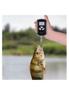 SYOSI ميزان سمك SYOSI، ميزان معلق رقمي محمول عالي التحمل بسعة 200 كجم/400 رطل مع شاشة LCD وإضاءة خلفية للاستخدام المنزلي أو سوق المزرعة أو حقيبة السفر وملحقات الصيد (أسود وفضي)  - Image 2