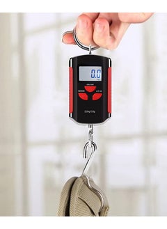 SYOSI ميزان سمك SYOSI، ميزان معلق رقمي محمول عالي التحمل بسعة 200 كجم/400 رطل مع شاشة LCD وإضاءة خلفية للاستخدام المنزلي أو سوق المزرعة أو حقيبة السفر وملحقات الصيد (أسود وفضي)  - Image 3