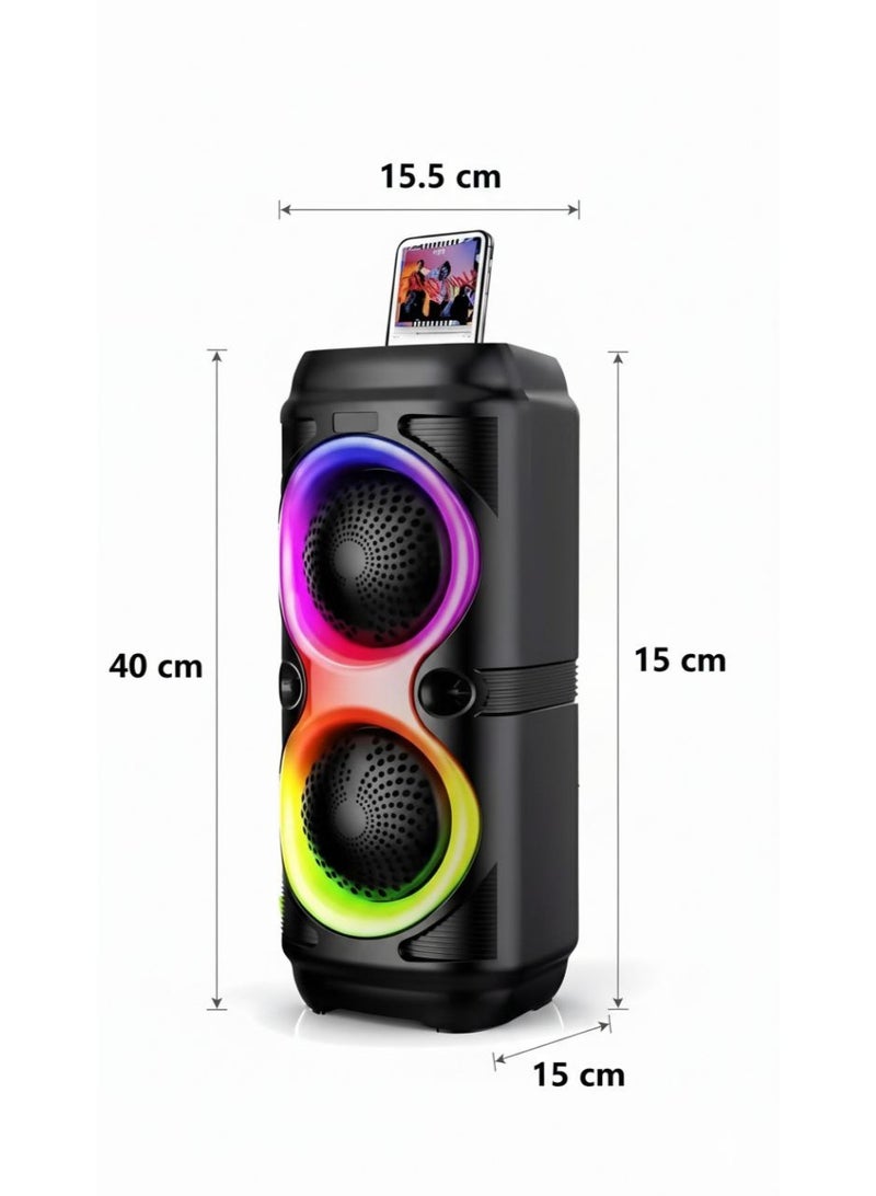 Bluetooth Subwoofer 2 speakers with External Microphone- with two speakers - Multimedia Speaker - Portable Wireless Speaker with RGB LED Light and Rechargeable Battery for Smartphones, TV, Tablets, and Computers - Wireless Speaker - Image 1