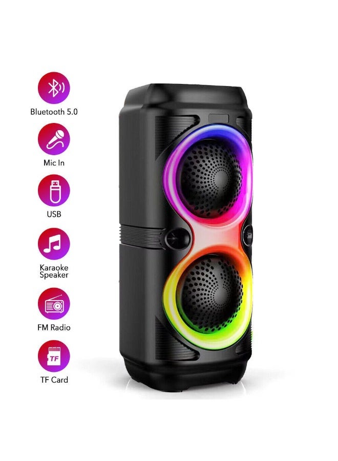 Bluetooth Subwoofer 2 speakers with External Microphone- with two speakers - Multimedia Speaker - Portable Wireless Speaker with RGB LED Light and Rechargeable Battery for Smartphones, TV, Tablets, and Computers - Wireless Speaker - Image 3